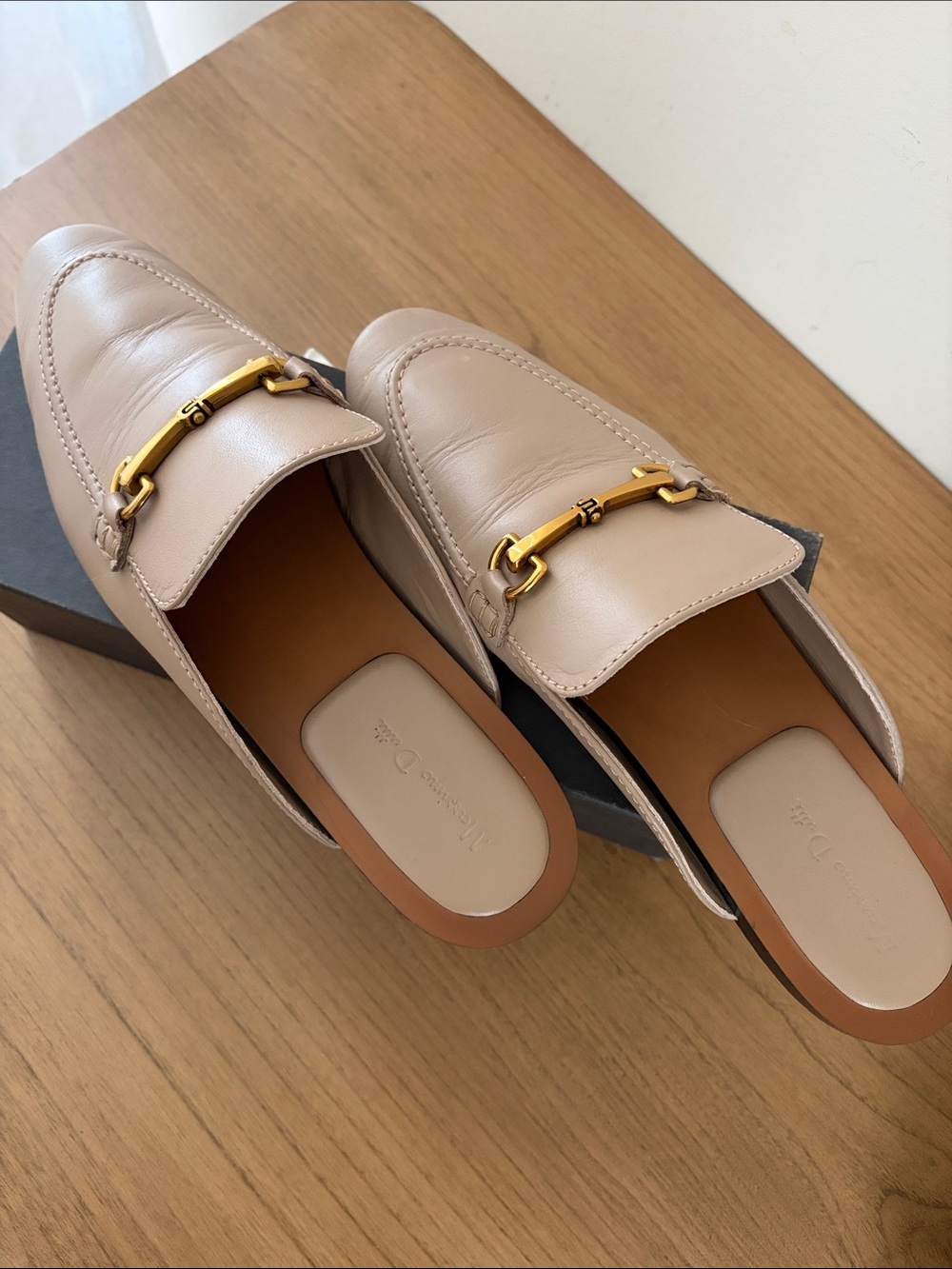 Massimo Dutti Leather Mule Loafers with Gold Buckle - Picture 6 of 9